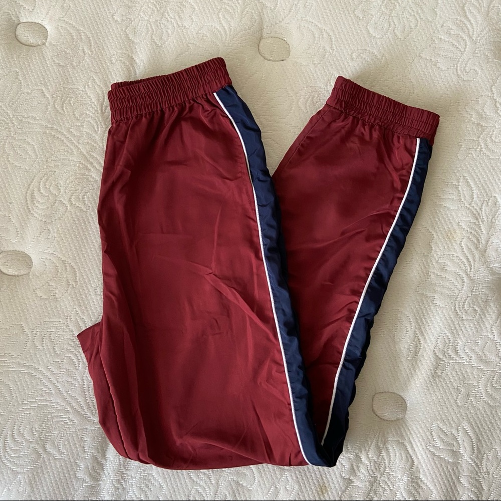 garage windbreaker pants - maroon